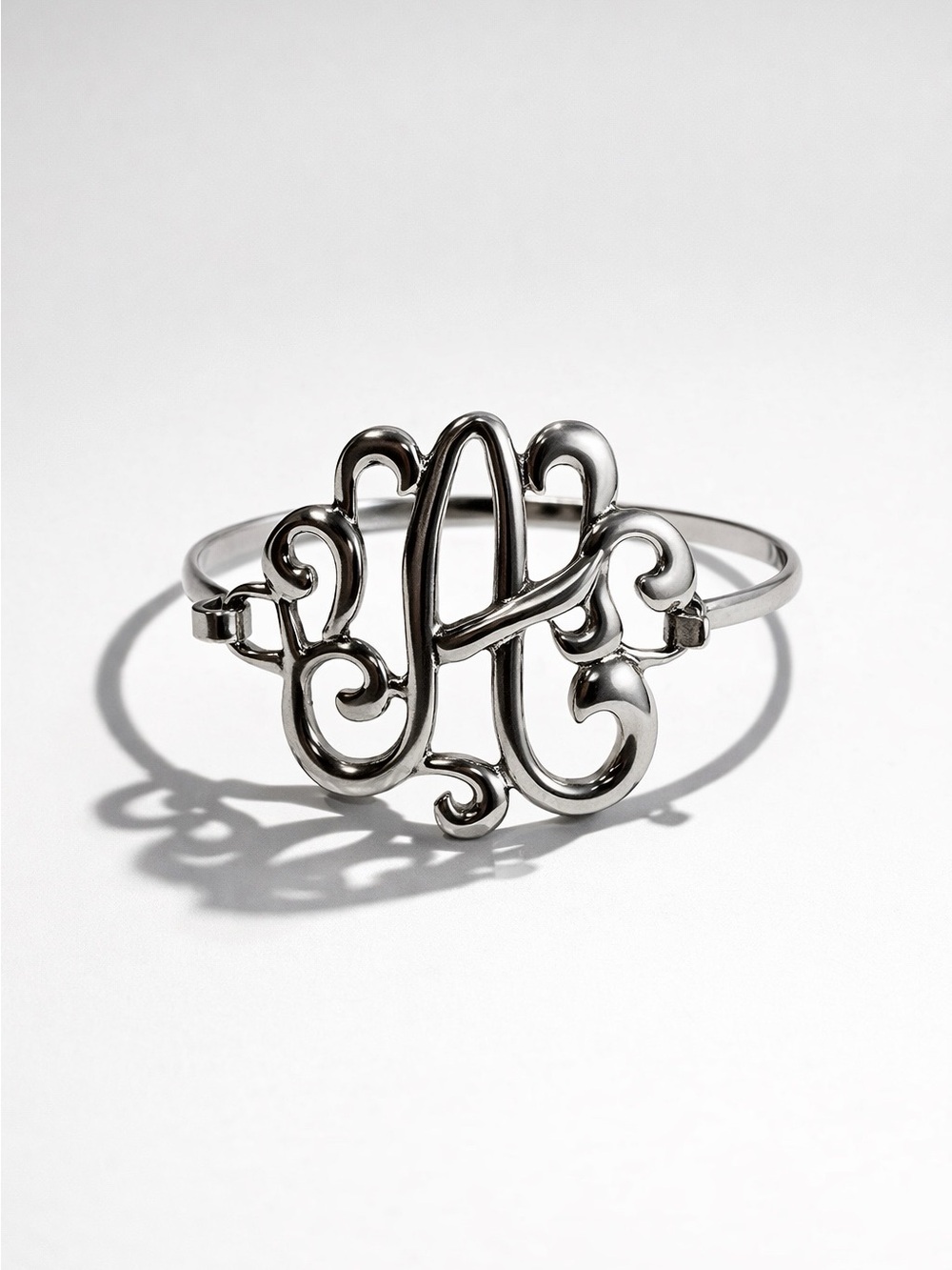 Monogram 'A' Silver Tone Decorative Bracelet